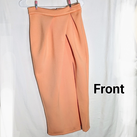 Jluxlabel Roxanne Peach Pencil Skirt with Thigh High Slit Size Medium NWT - Picture 2 of 7